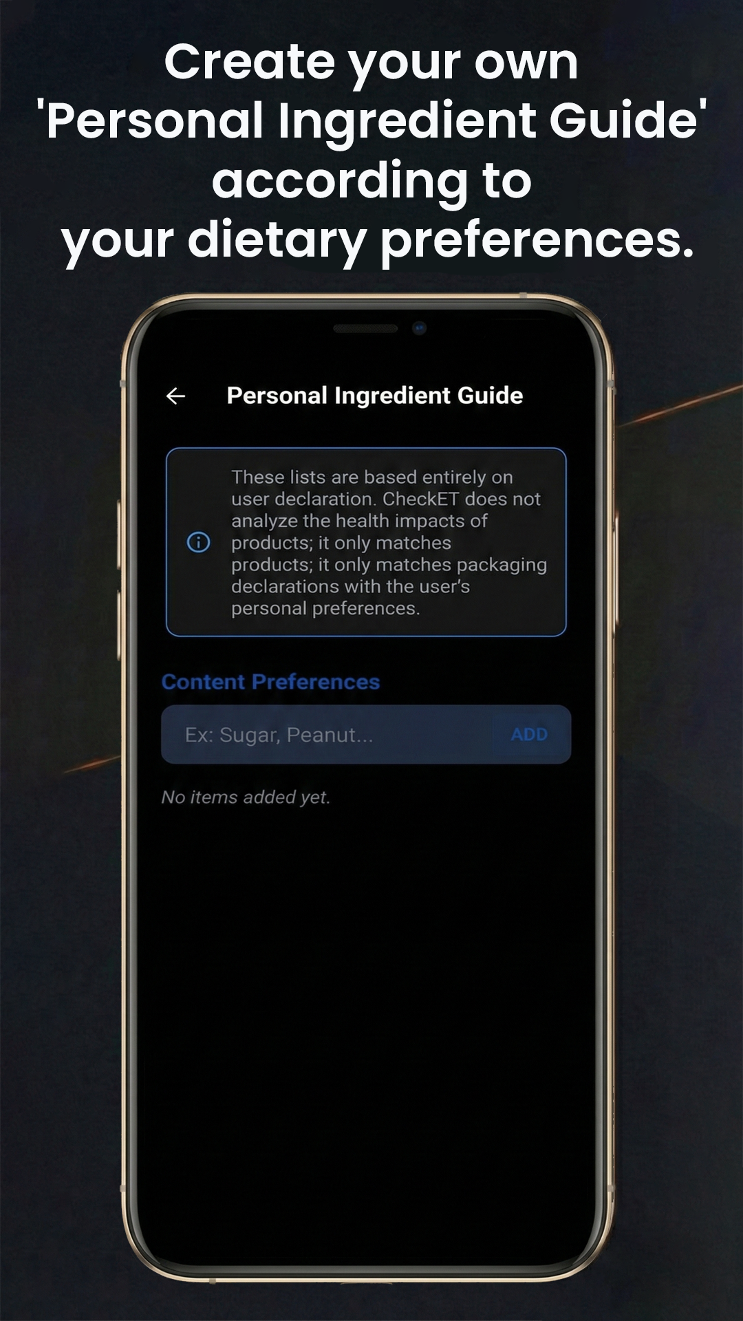 Personal allergen & ingredient guide